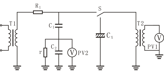 用交直流分压器测量高压的接线图