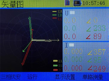 无线继电保护矢量分析仪的矢量界面图