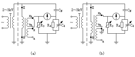 测量串级式电压互感器tanδ的末端加压法试验接线图