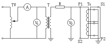 电流互感器绕组段间工频耐压试验接线图