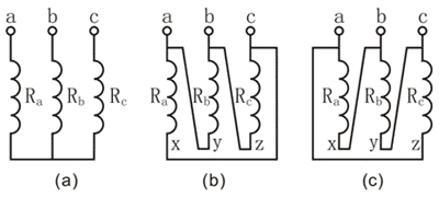 三种变压器绕组的接线图