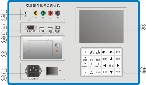 变压器有载分接开关测试仪的面板图