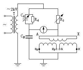 测量串级式电压互感器tanδ的常规法(反接线)试验接线图