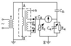 末端屏蔽法：电压互感器底座对地绝缘测量一次对支架与二次绕组并联的试验接线(测出Cb及tanδb)